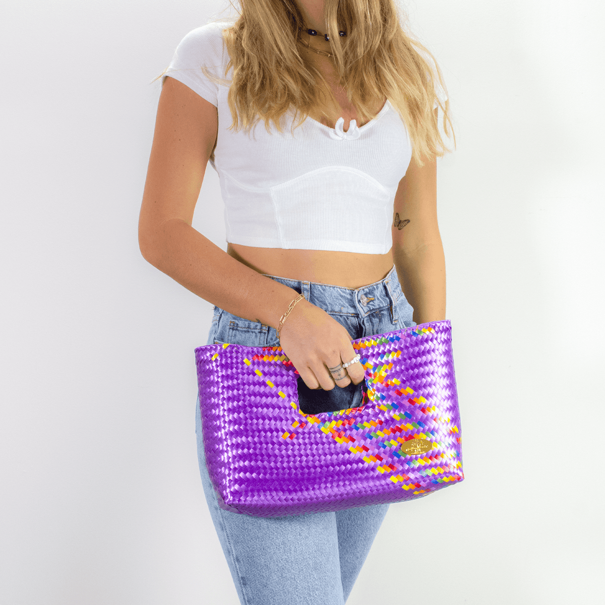 Alison Woven Clutch in Splash of Rainbow - Josephine Alexander Collective