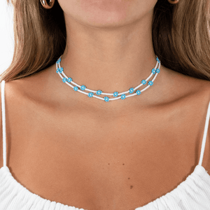 Daisy Body Chain - Pearl White and Blue - Josephine Alexander Collective