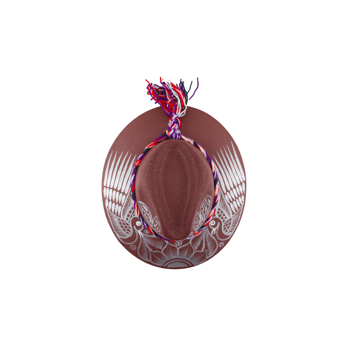 Carmen Hand - painted Hat - Burgundy and Silver - Josephine Alexander Collective