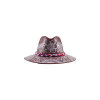 Carmen Hand - painted Hat - Burgundy and Silver - Josephine Alexander Collective