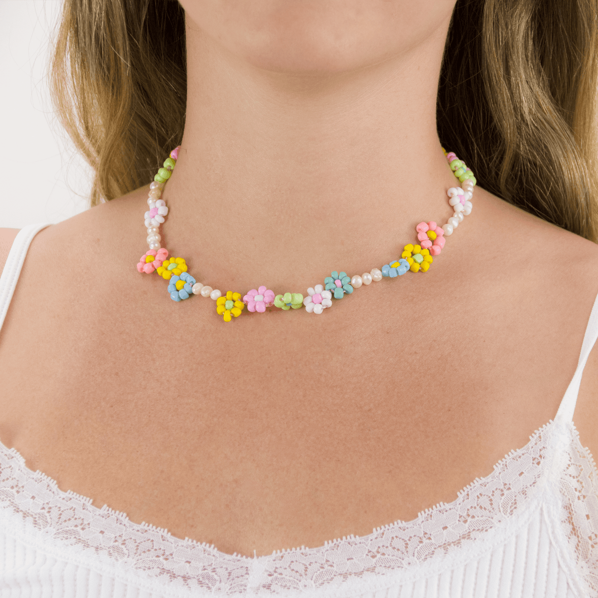 Daisy Fields Necklace with Pearls - Josephine Alexander Collective
