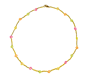 Beaded Daisy Necklace in Gold and Rainbow - Josephine Alexander Collective