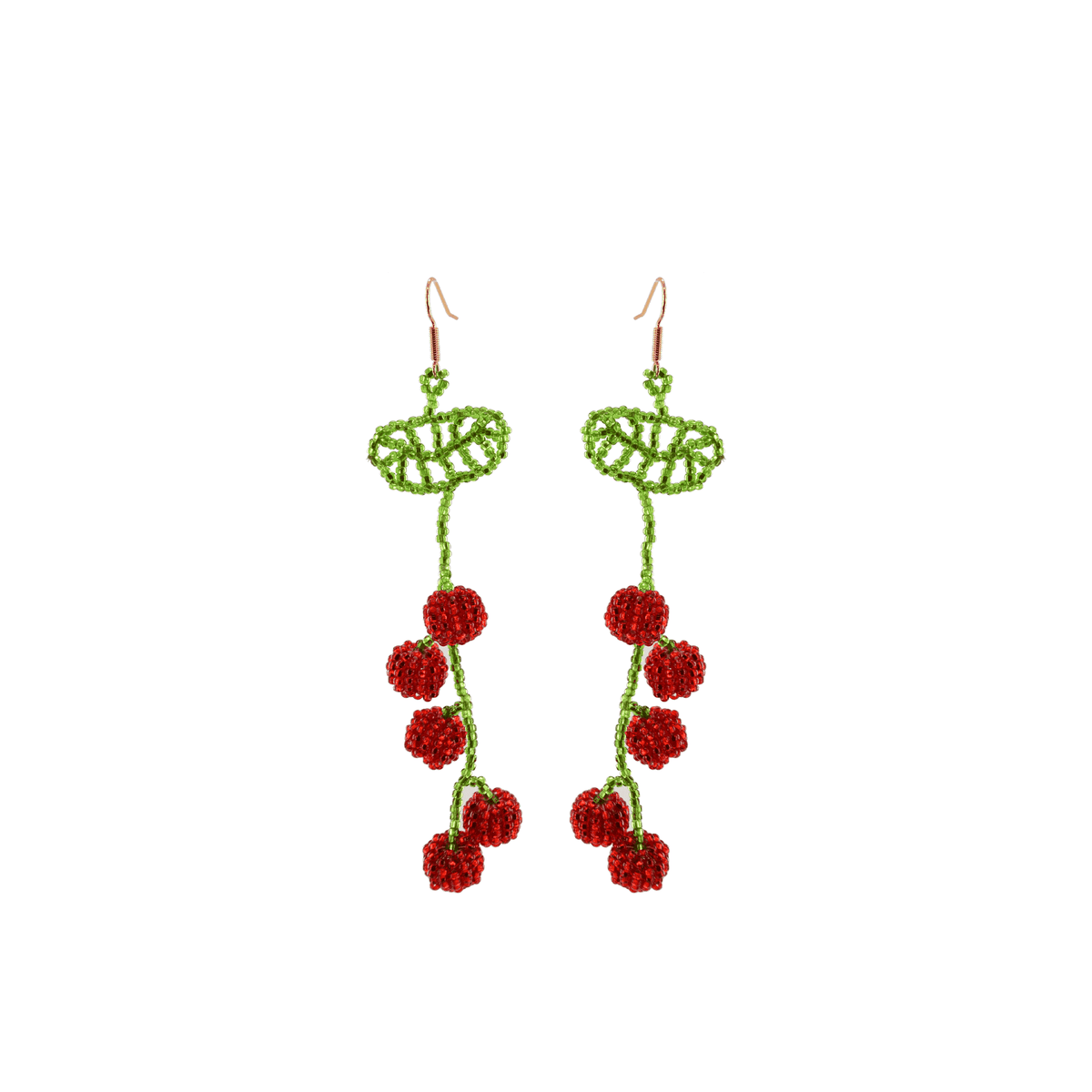 Hanging Cherry Beaded Earrings - Josephine Alexander Collective
