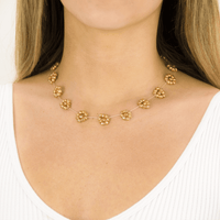 Large Daisy Chain Necklace Painted Gold Beads - Josephine Alexander Collective