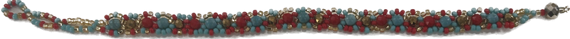 Beaded Chain Bracelet in Turquoise, Red and Gold - Josephine Alexander Collective