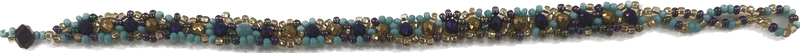 Beaded Chain Bracelet in Turquoise, Purple and Gold - Josephine Alexander Collective
