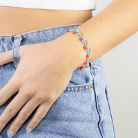 Ivy Bracelet in Black with Neon Flowers - Josephine Alexander Collective