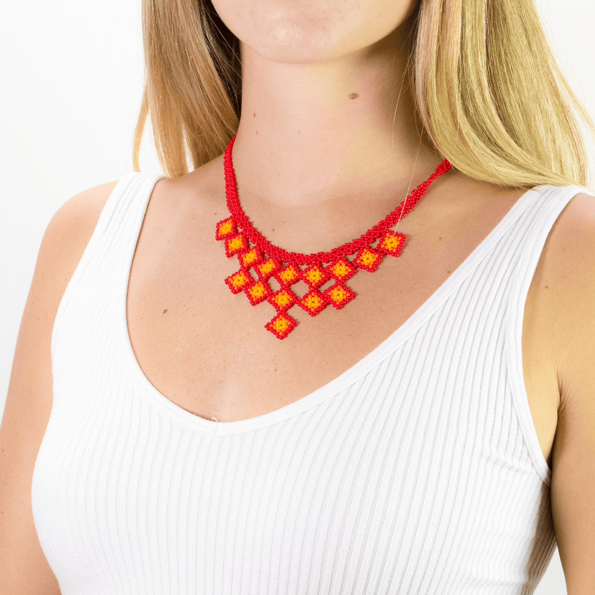 Beaded Tile Necklace - Josephine Alexander Collective