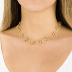 Large Daisy Chain Necklace Painted Gold Beads - Josephine Alexander Collective