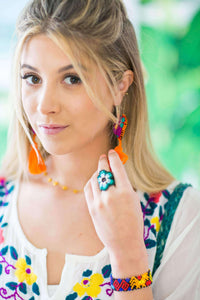 Beaded Flower Ring in Spring - Josephine Alexander Collective