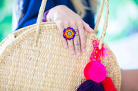 Beaded Blood Orange Flower Ring - Josephine Alexander Collective