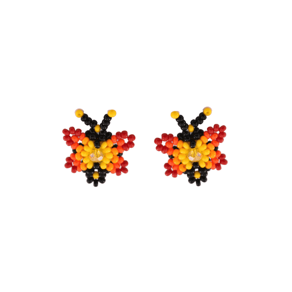 Butterfly Beaded Earring in Red and Yellow - Josephine Alexander Collective