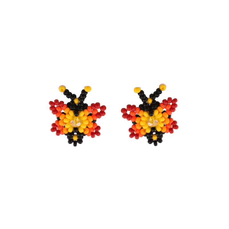 Butterfly Beaded Earring in Red and Yellow - Josephine Alexander Collective