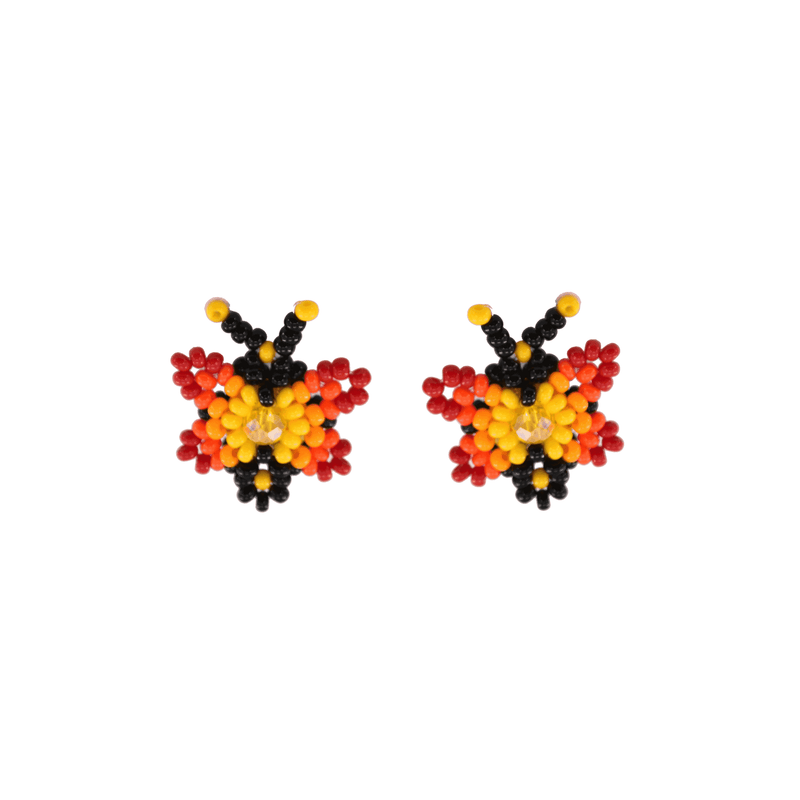 Butterfly Beaded Earring in Red and Yellow - Josephine Alexander Collective