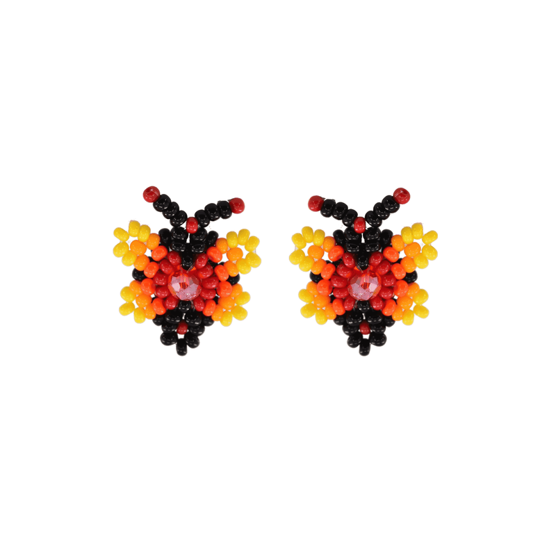 Butterfly Beaded Earring in Yellow and Red - Josephine Alexander Collective