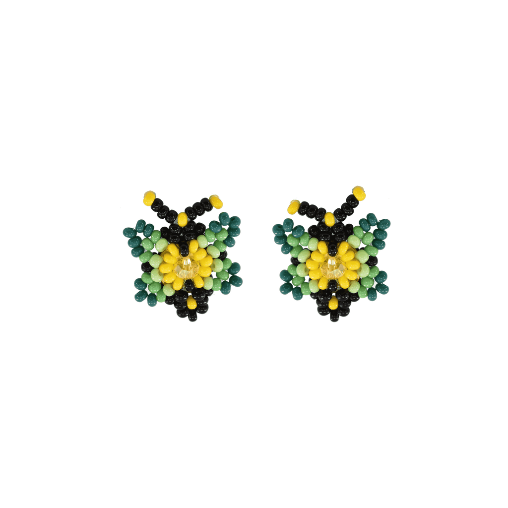 Butterfly Beaded Earring in Lime and Honey - Josephine Alexander Collective