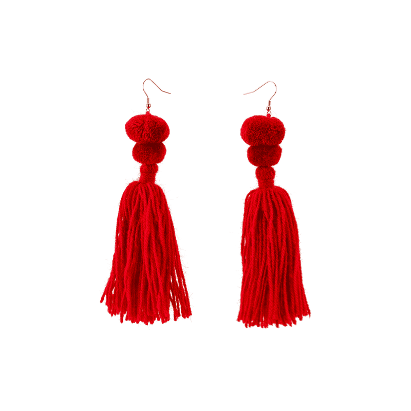Alexandra Double Pom Tassel Earrings (More Colors Available) - Josephine Alexander Collective