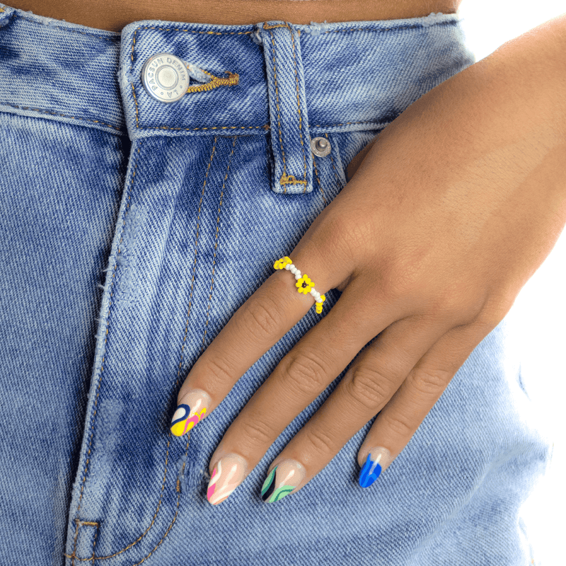 Beaded Daisy Ring in Sunflower - Josephine Alexander Collective