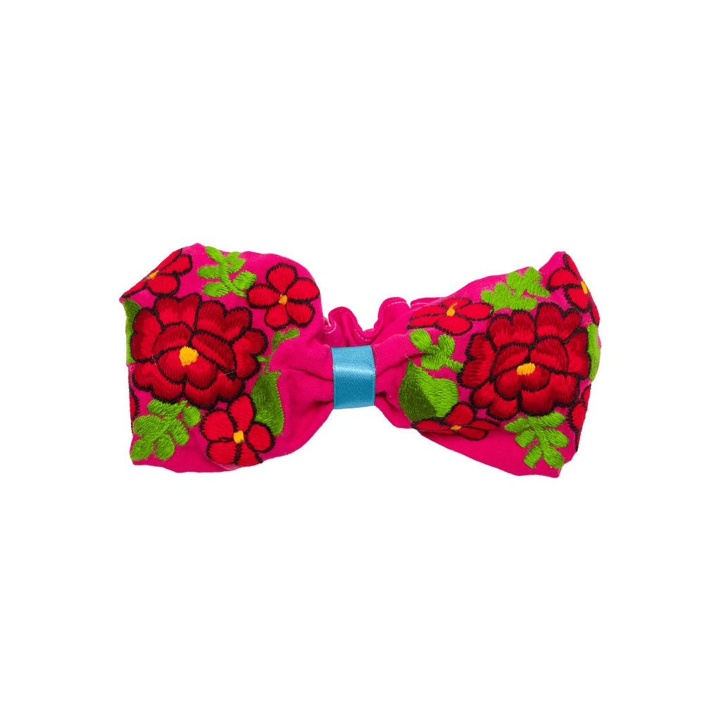 Bow Headband Pink Red Flowers - Josephine Alexander Collective
