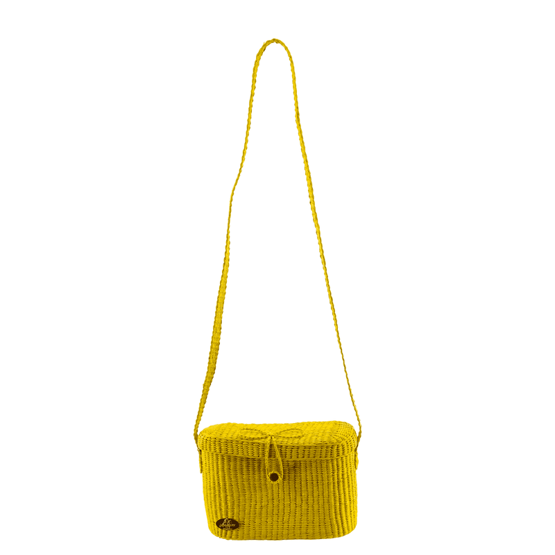 Camera Straw Bag in Yellow - Josephine Alexander Collective