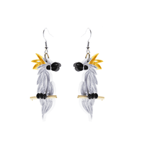 Birds of a Feather Earrings - Polly the Cockatoo - Josephine Alexander Collective