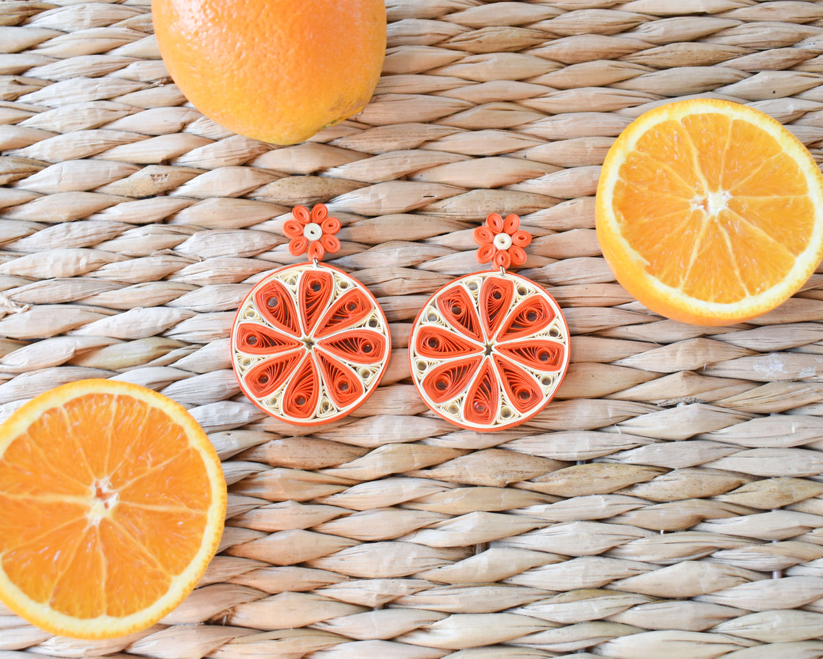 Orange Slice Quilled Earrings - Josephine Alexander Collective