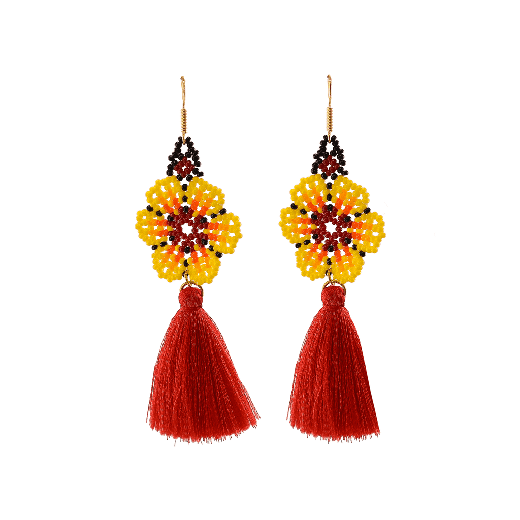 Dancing Flower Tassel Earrings in Tiki - Josephine Alexander Collective