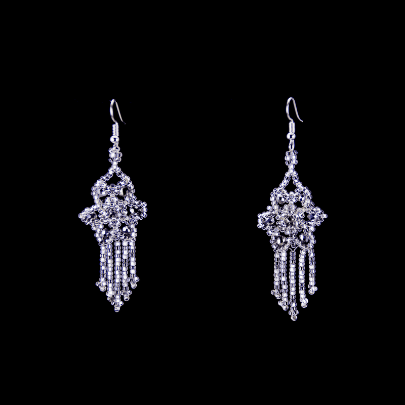 Gem Flower Earrings in Silver - Josephine Alexander Collective