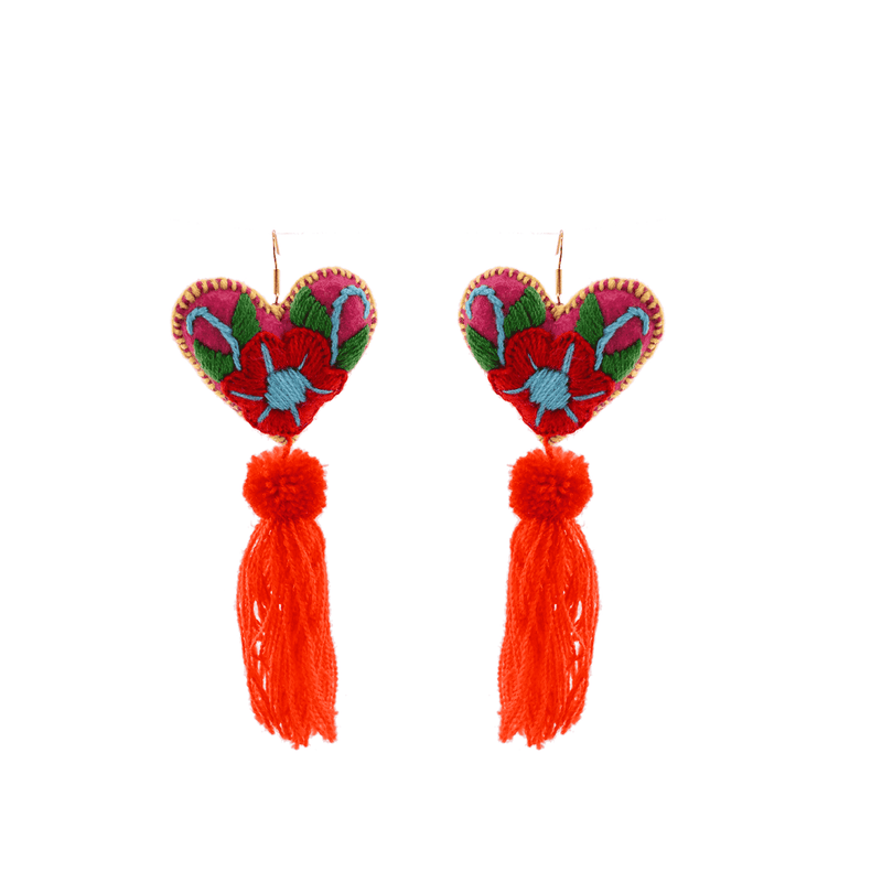 Heart Tassel Earrings in Red - Josephine Alexander Collective