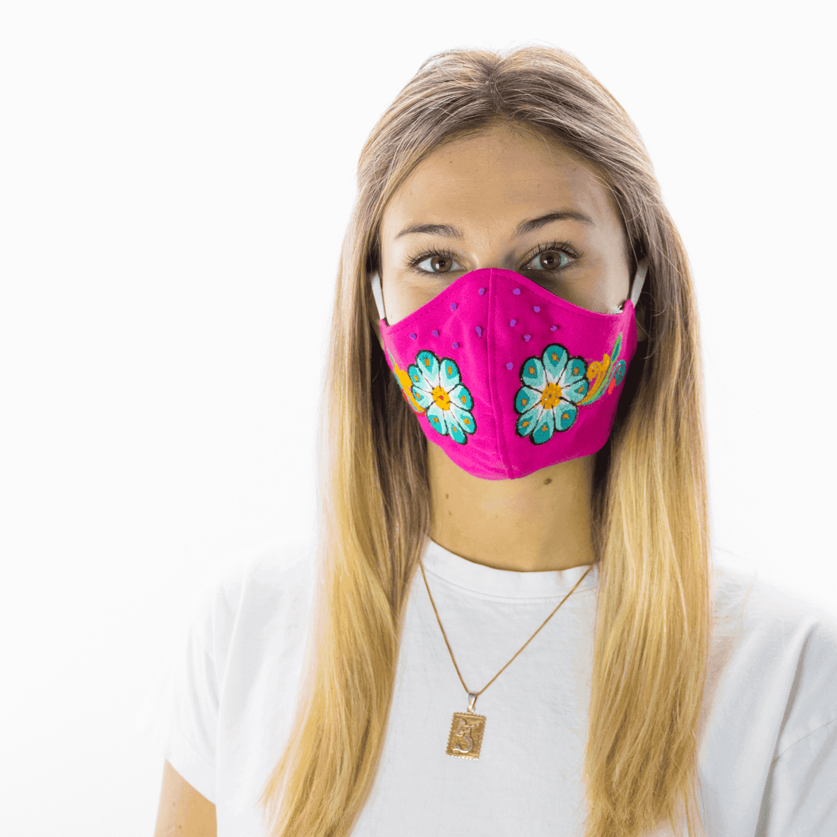 Feli Masks - Hot Pink Flowers with Freckles - Josephine Alexander Collective