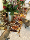 Embroidered Table Runner in Fall Hues- White with Autumn Flowers #5 - Josephine Alexander Collective