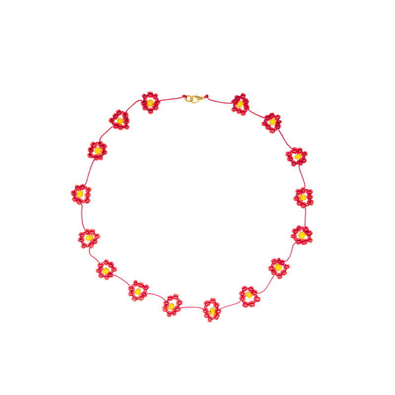 Large Daisy Chain Necklace Red - Josephine Alexander Collective