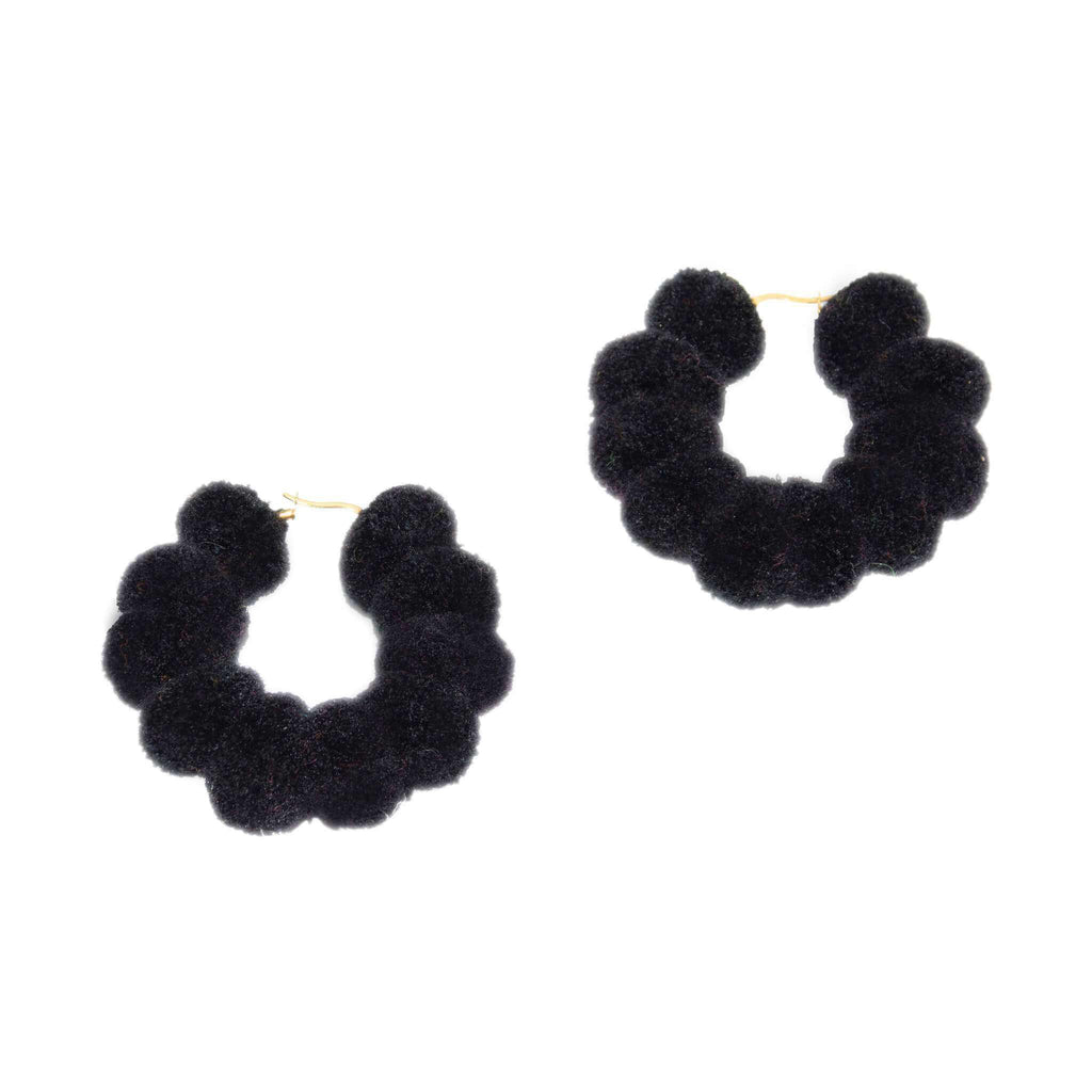 Large Pom Hoop in Black Licorice - Josephine Alexander Collective