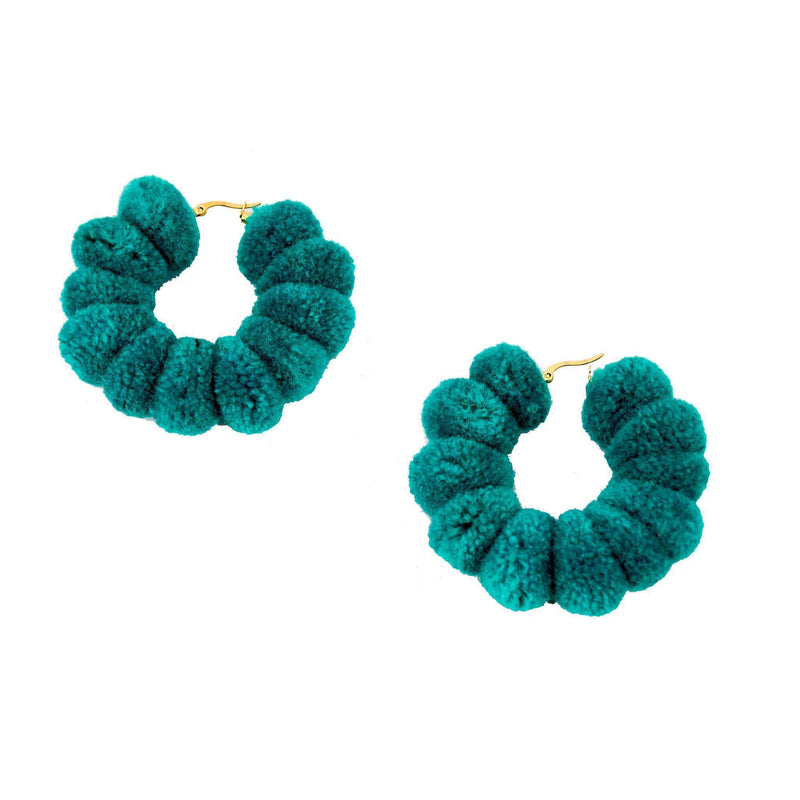 Medium  Pom Hoop in Turquoise Green - Josephine Alexander Collective