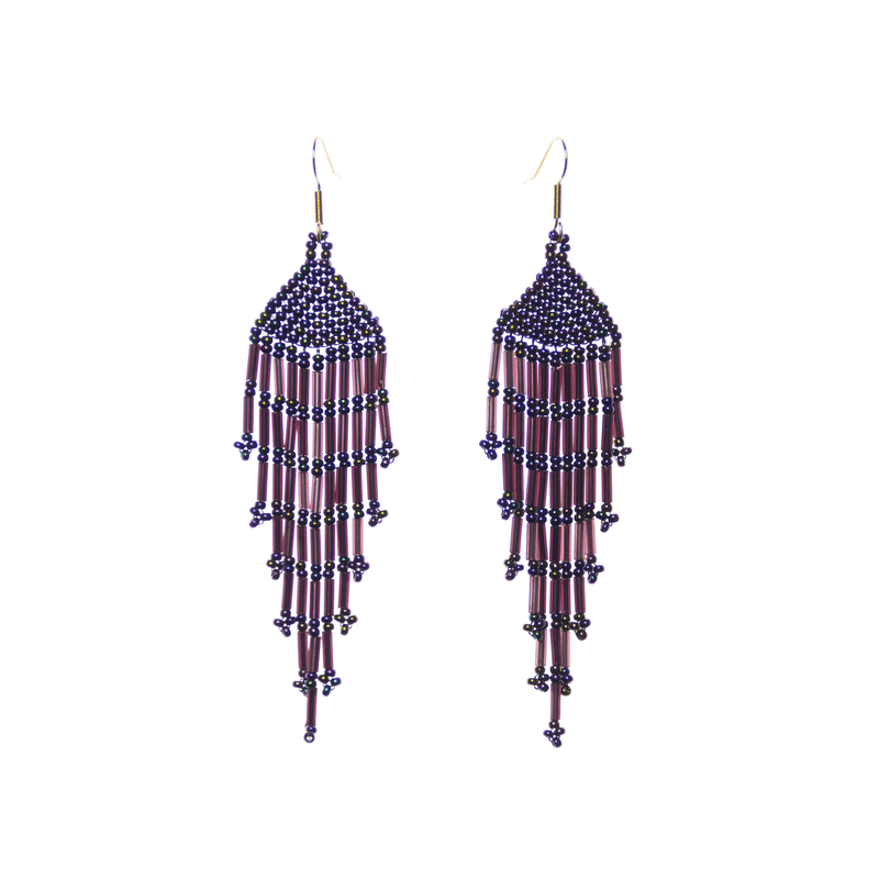 Long Fiesta Earrings in Purple - Josephine Alexander Collective