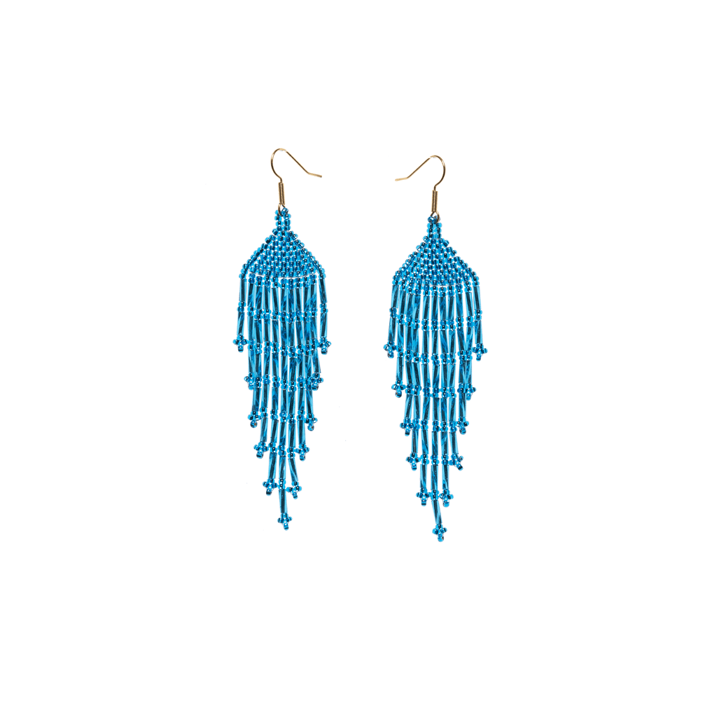 Long Fiesta Earrings in Blue - Josephine Alexander Collective