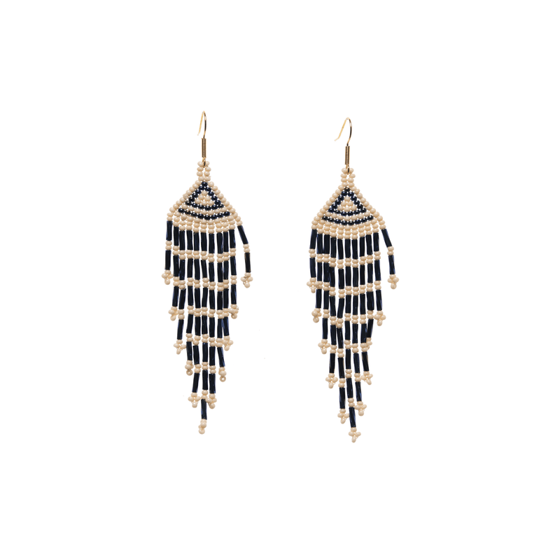 Long Fiesta Earrings in Ivory and Green - Josephine Alexander Collective