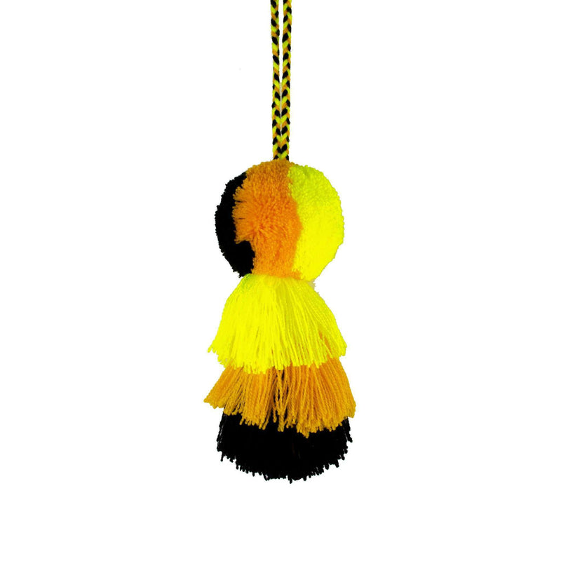Medium Pom Tassel in Black and Yellow - Josephine Alexander Collective