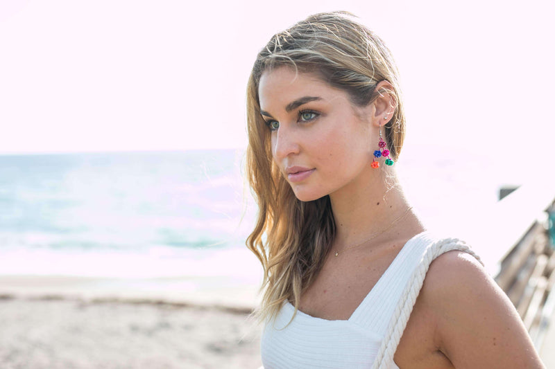 Mini Pom Earrings in Black - Josephine Alexander Collective