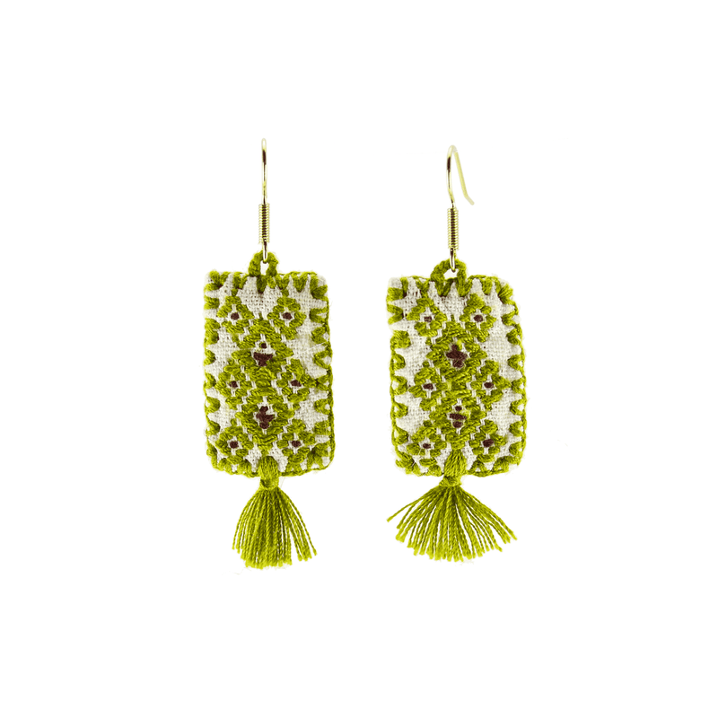 Oaxaca Woven Earrings in Poison Ivy- Medium - Josephine Alexander Collective