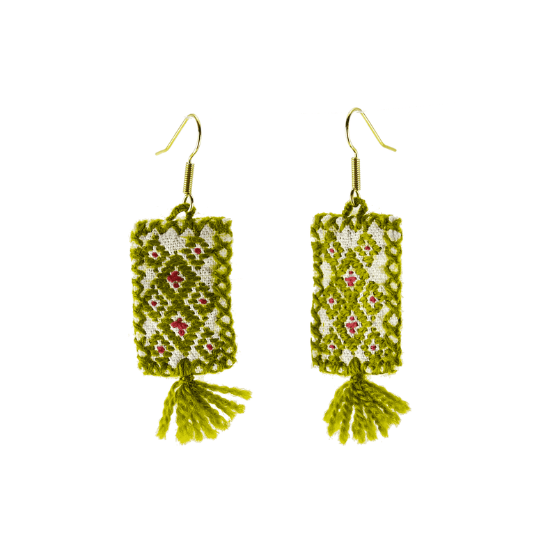 Oaxaca Woven Earrings in Sage- Medium - Josephine Alexander Collective