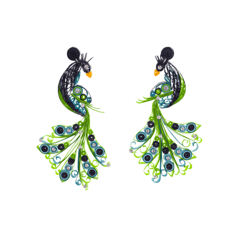 Penelope the Peacock Quilled Earrings - Josephine Alexander Collective