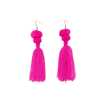 Alexandra Double Pom Tassel Earrings in Pink Drink - Josephine Alexander Collective