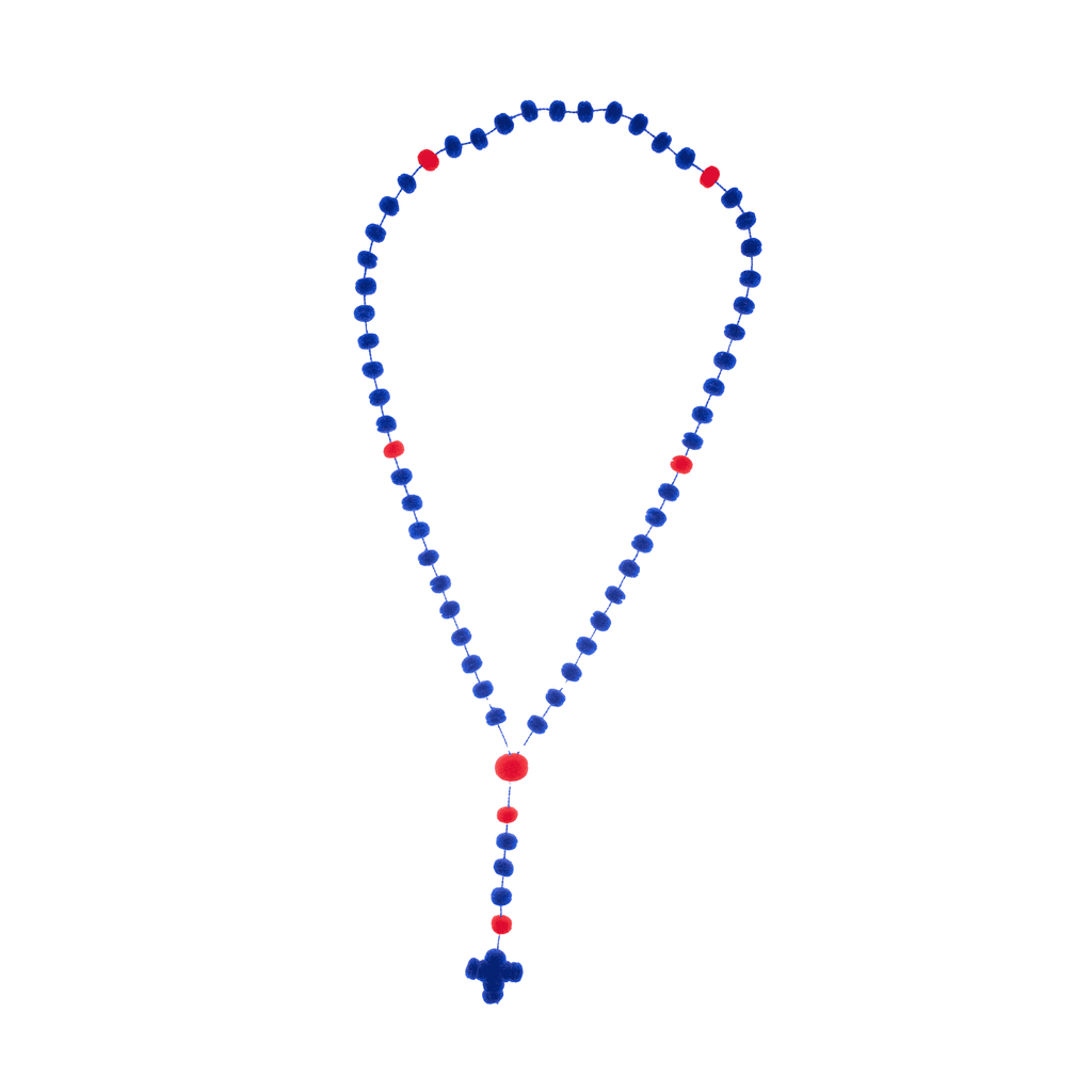 Pom Rosary in Blue and Orange - Josephine Alexander Collective