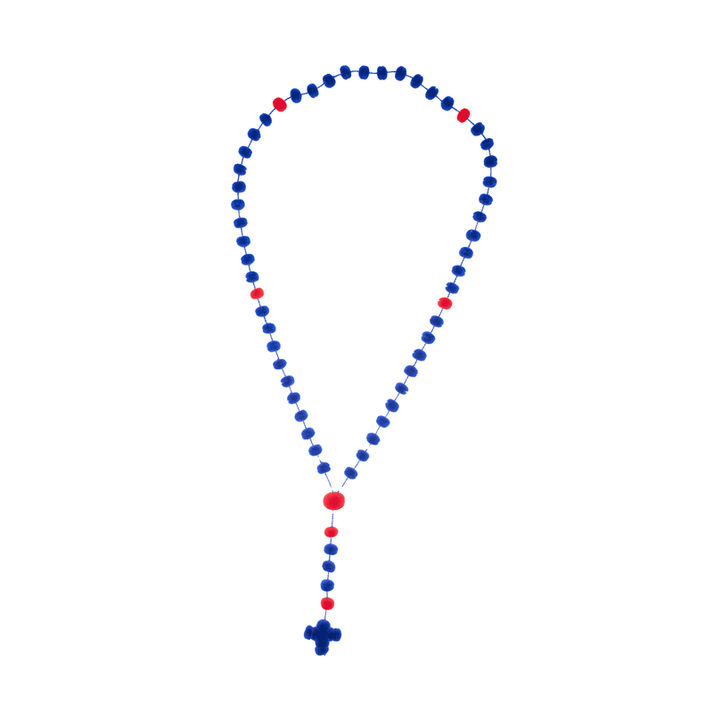 Pom Rosary in Blue and Orange - Josephine Alexander Collective