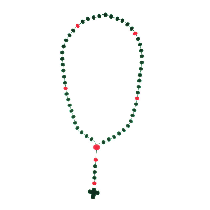 Pom Rosary in Green and Pink - Josephine Alexander Collective