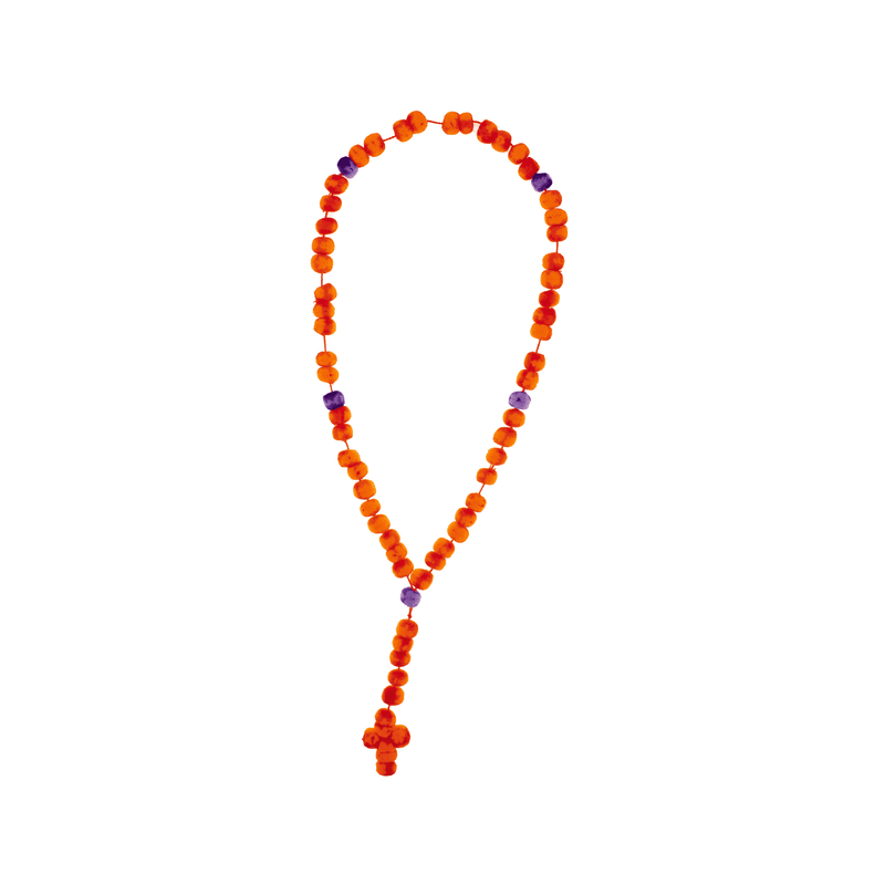 Pom Rosary in Orange and Purple - Josephine Alexander Collective