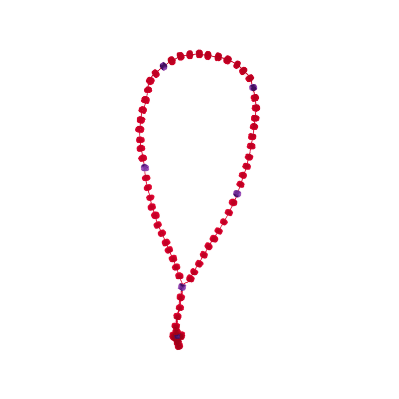 Pom Rosary in Red and Purple - Josephine Alexander Collective