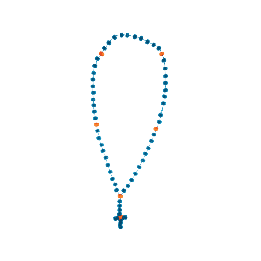 Pom Rosary in Turquoise and Orange - Josephine Alexander Collective