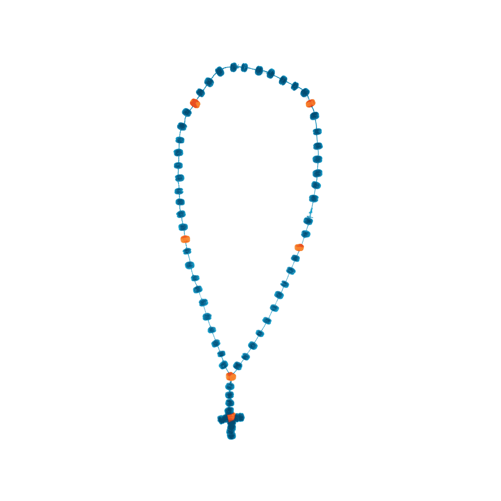 Pom Rosary in Turquoise and Orange - Josephine Alexander Collective